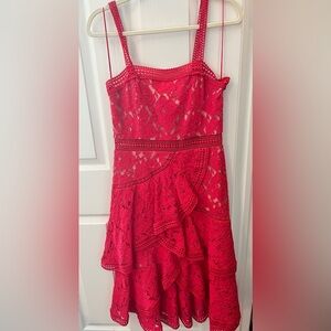 Alice + Olivia Hot Pink Crochet Detail Dress
